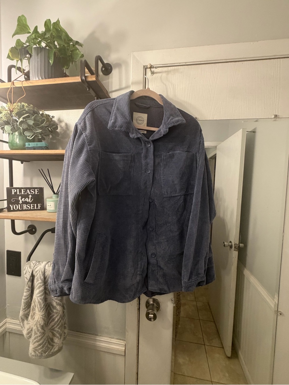 Stoosh Corduroy Button-Up Jacket - Navy Blue